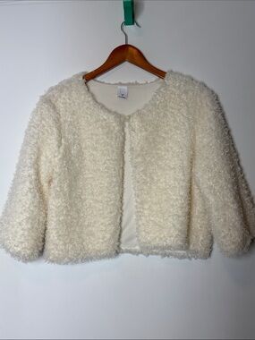 Newport Cream Faux Fur Teddy Cropped Jacket size xl